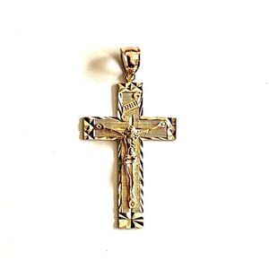 14k solid gold crucifix charm | real gold pendant | religious pendant | Gift |